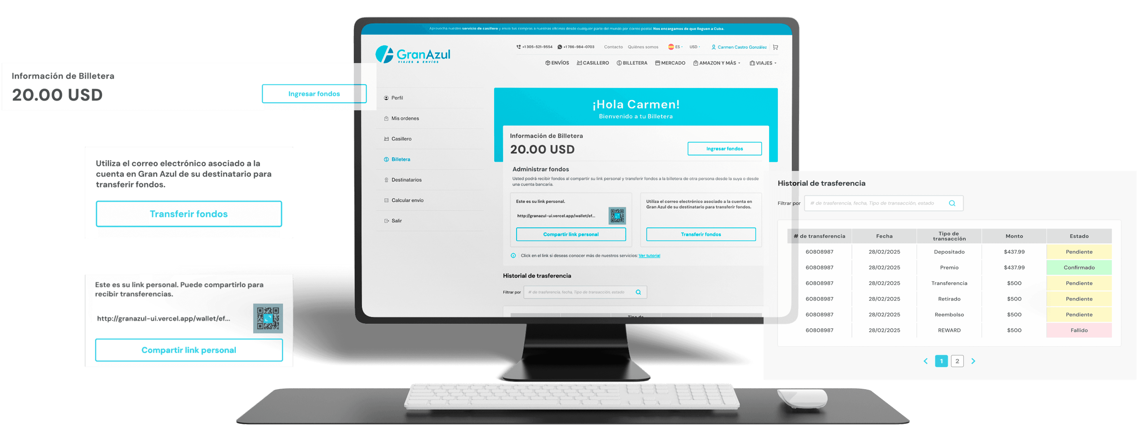 Dashboard billetera